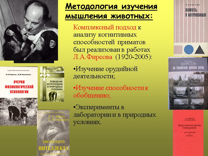 Методология изучения мышления животных: Комплексный подход к анализу когнитивных способностей  приматов был реализован